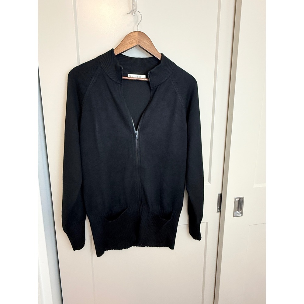 Grace Karin Anthropologie Black Zip-Up Sweater with Front Pockets Size Medium